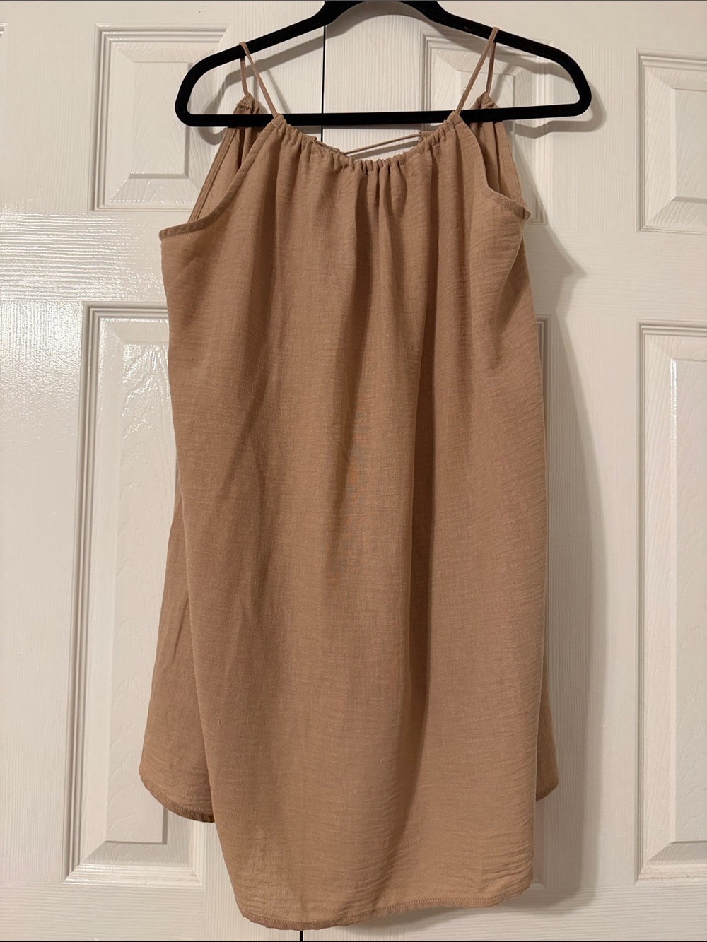 Double Zero Beige-Tan Spaghetti Strap Mini Dress